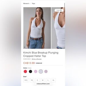 Kimchi Blue White Cropped Halter Top